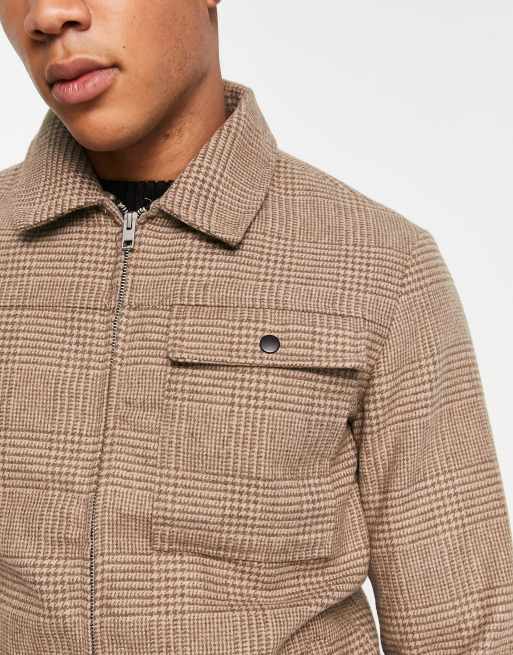 Jack & Jones Originals - Giacca harrington in lana beige con tasca, 4 di 4
