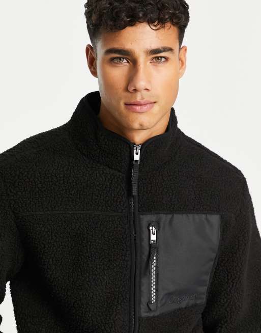 Jack & Jones Originals - Giacca in pile borg nera con zip , 4 di 4
