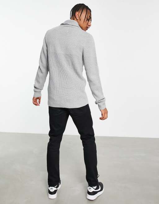 Jack & Jones – Originals – Grå kofta med sjalkrage, 3 av 4