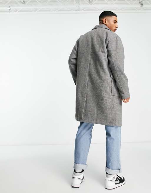 Jack & Jones – Originals – Gråmelerad, dubbelknäppt överrock , 2 av 4