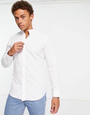 Jack & Jones Originals grandad collar shirt in white  - ASOS Price Checker