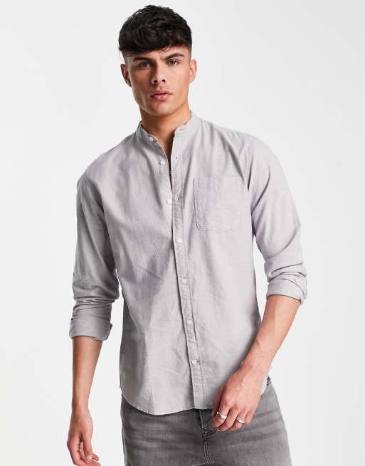 Jack & Jones Originals - Grandad-Oxford-skjorte i grå  