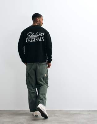 Jack & Jones originals graphic backprint jacquard knit sweater in