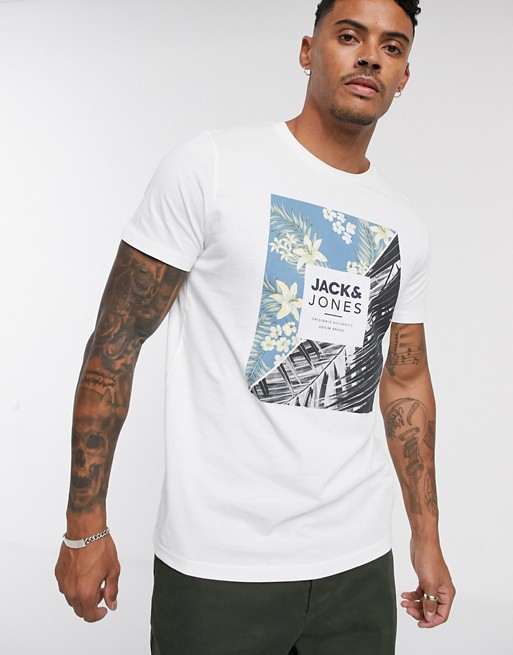Jack & Jones Originals graphic text t-shirt white