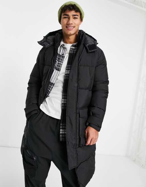 Jack & Jones Originals puffer jacket with hood in black