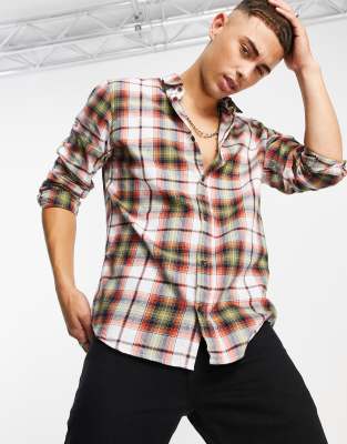 Jack & Jones Originals – Hemd in Khaki und Rot kariert