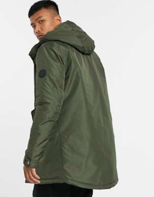 green padded parka coat