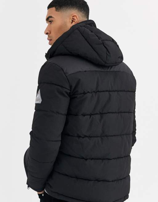 Jack & Jones Originals hooded puffer jacket with patch pockets in black