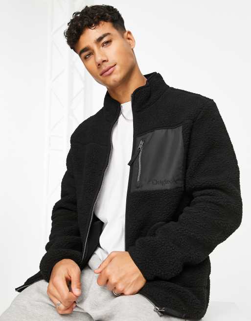 Jack & Jones - Originals - Jack van teddy borg met ritssluiting in zwart 