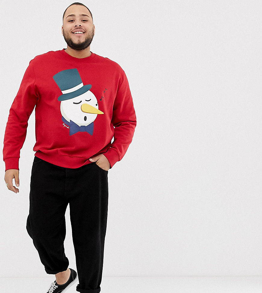 Jack & Jones - Originals - Kerst-sweater met sneeuwpop in rood