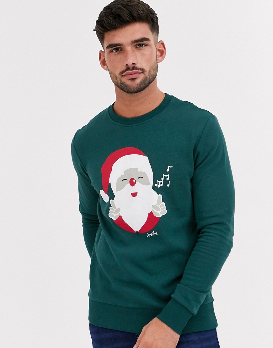 Jack & Jones - Originals - Kerstsweater met Santa-print in groen