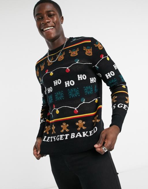 Meter Kan weerstaan Tegenslag Jack & Jones - Originals - Kersttrui in zwart | ASOS