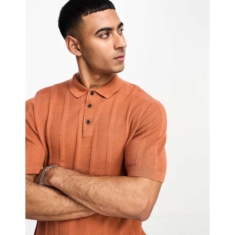 Jack & Jones Originals knit polo in amber