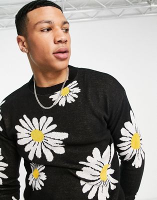 Jack & Jones Originals knitted jumper with daisy pattern