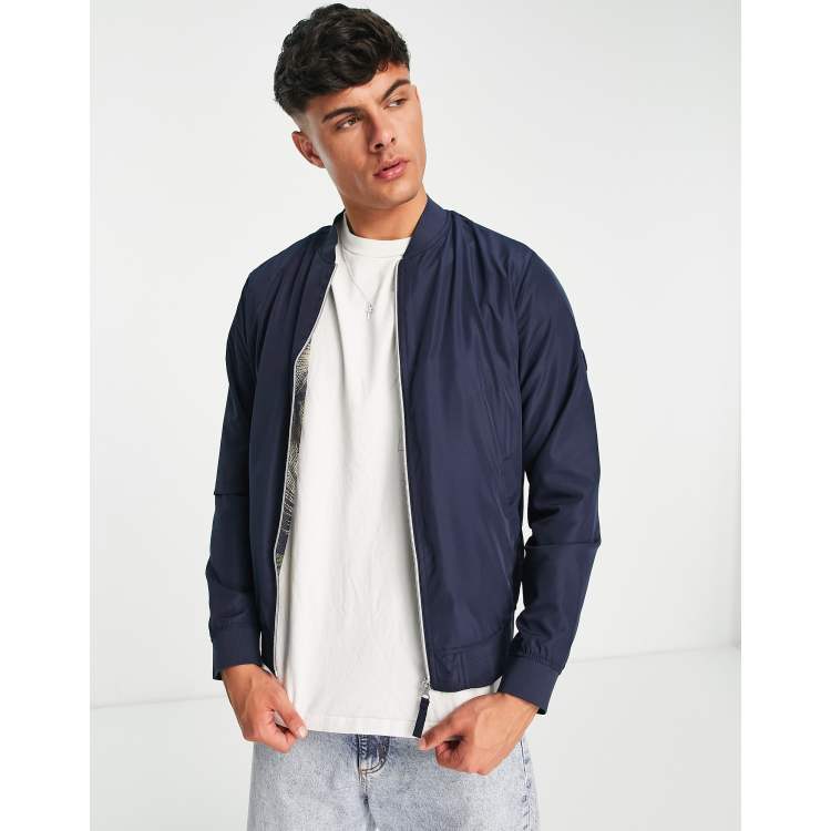 Jack & Jones Originals teddy zip up jacket in navy