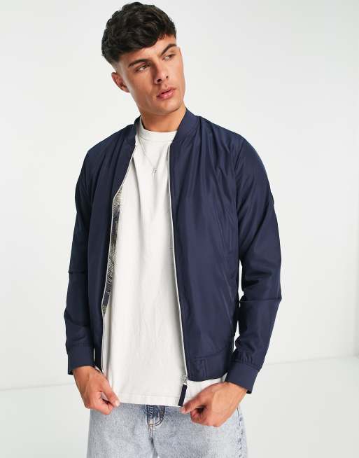 Jack & Originals lightweight bomber jacket in navy | ASOS