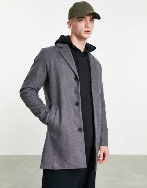 Jack & Jones Originals – Ljusgrå ytterrock i ullmix
