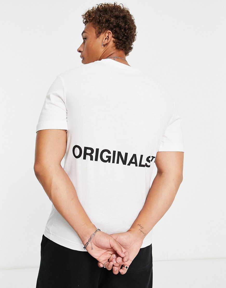 Jack & Jones Originals logo back print T-shirt in white