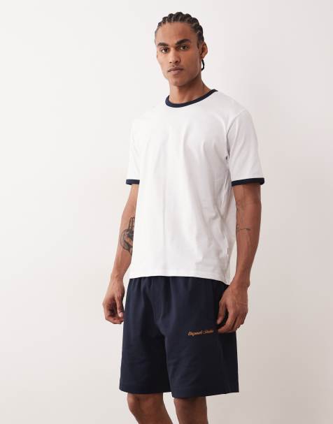 Jack & Jones originals logo sweatshirt fabric shorts in navy - view 1