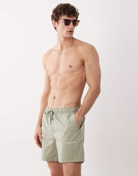 Jack & Jones originals logo swim shorts in sage green - view 1