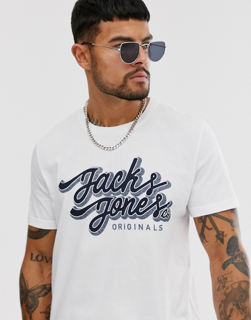 Jack & Jones - Originals - logo t-shirt med stor skrift-Hvid