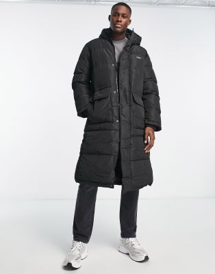 Jack & Jones Jack & Jones Originals long puffer jacket with hood in black