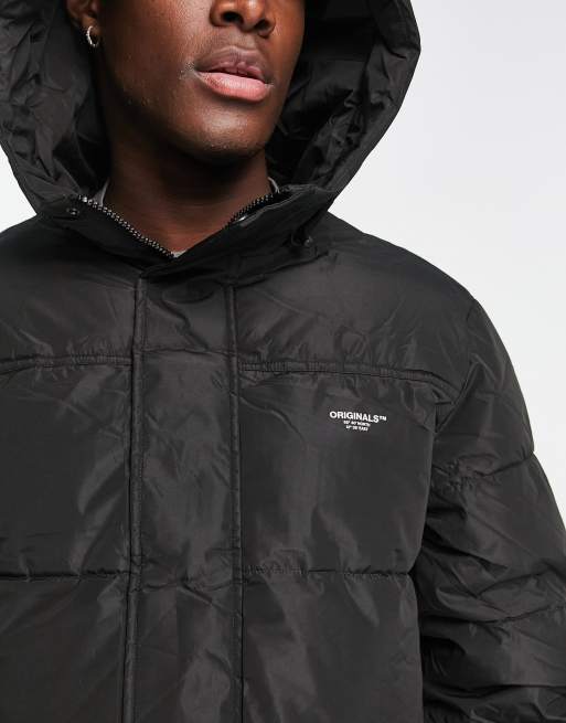 Jack and jones discount hooded puffer jacket