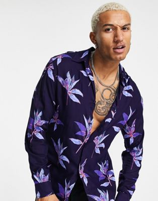 Jack & Jones Originals long sleeve shirt with dark floral print
