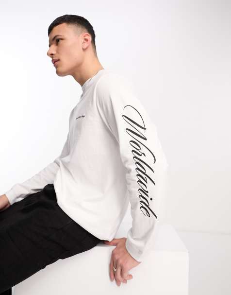 Jack & Jones Originals long sleeve t-shirt with sleeve print in white - view 1