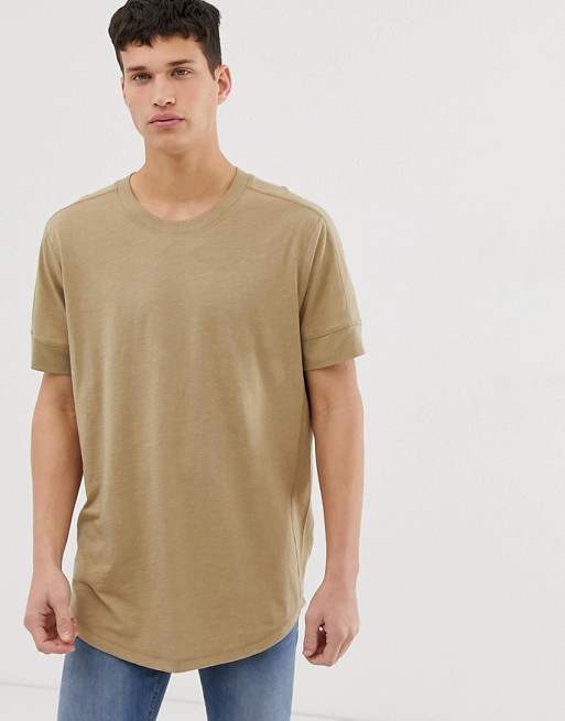 Jack & Jones Originals longline oversized t-shirt in beige | ASOS
