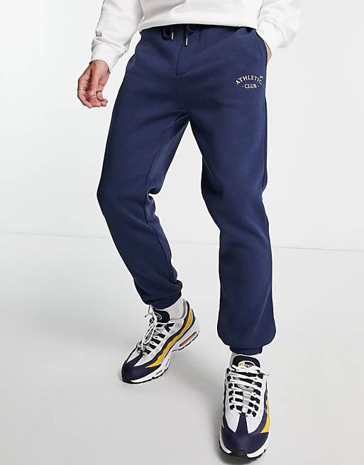 Jack & Jones Originals loose fit joggers with small logo in navy