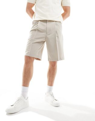 Jack & Jones Originals loose fit smart short in beige-Neutral