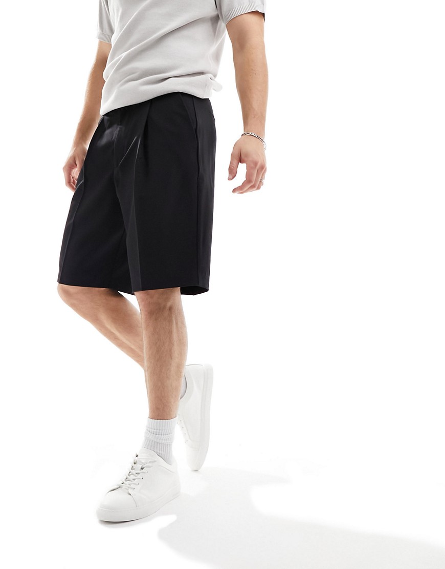 Jack & Jones Originals Loose Fit Smart Shorts In Black