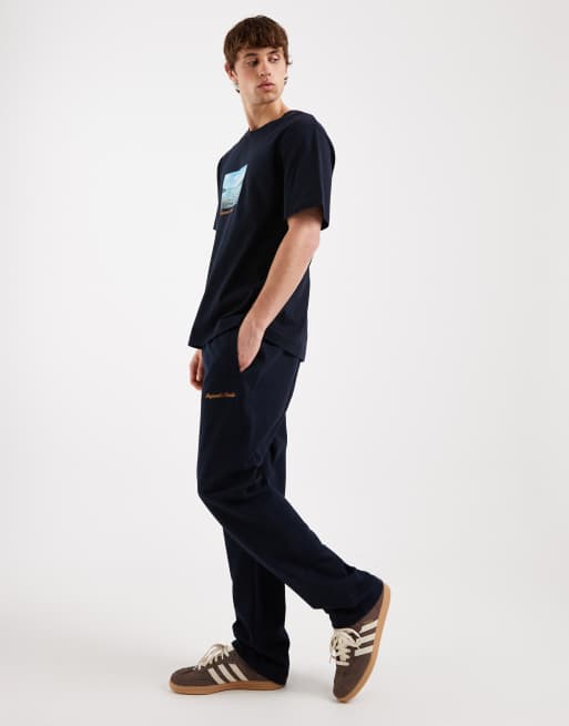 Jack & Jones – Originals – Marinblå mjukisbyxor med logga, 3 av 5