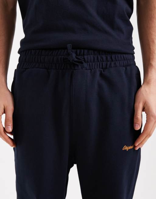 Jack & Jones – Originals – Marinblå mjukisbyxor med logga, 5 av 5