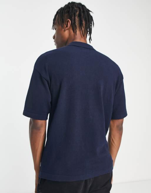 Jack & Jones – Originals – Marinblå stickad pikétröja , 2 av 4