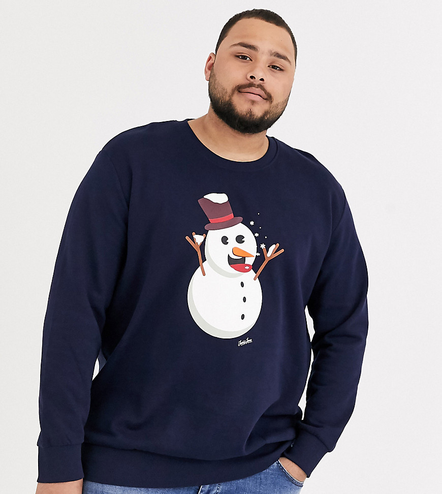 Jack & Jones – Originals – Marinblå sweatshirt med julmotiv