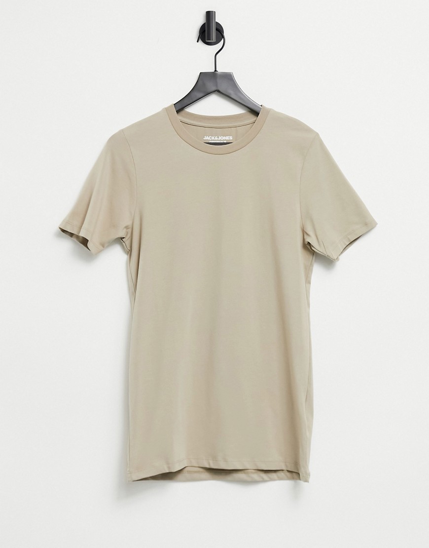 Jack & Jones Originals muscle fit t-shirt in beige-Neutral
