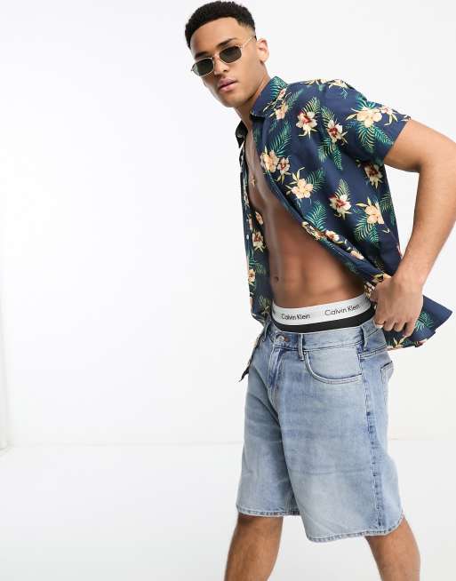 Jack & Jones Originals - Overhemd met korte mouwen en bloemenprint in marineblauw 