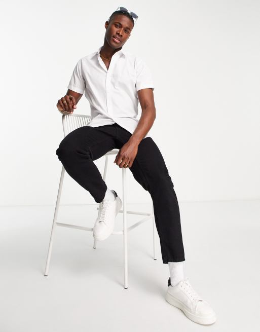 Jack & Jones Originals - Overhemd met korte mouwen van stretchkatoen in wit, 4 van 4