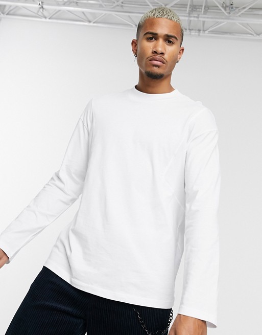 Jack & Jones Originals oversize fit long sleeve top in white