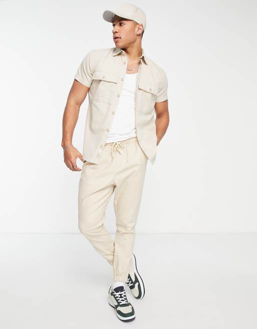 Jack & Jones – Originals – Oversize-Hemd in Stein mit zwei Taschen, 4 von 4