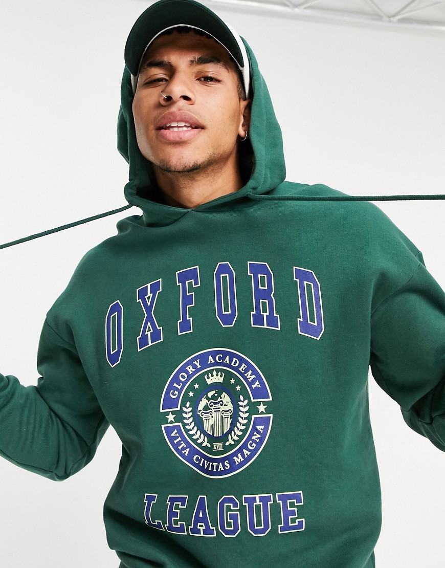 Jack & Jones Originals oversize hoodie with Oxford logo in green