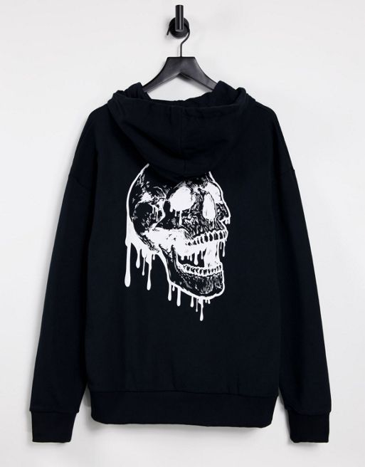Jack & Jones Originals oversize hoodie with skull back print in black ...