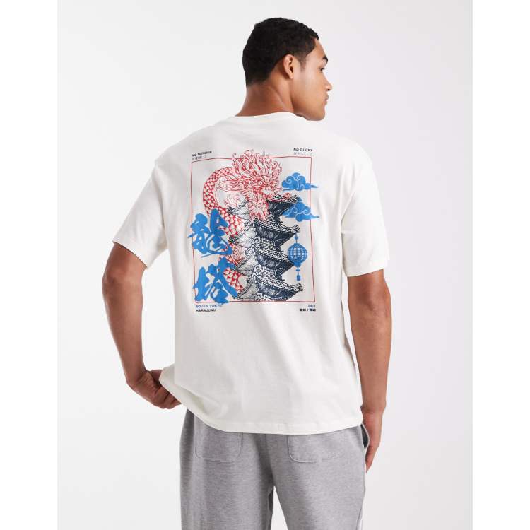 Jack Jones Originals – Oversize-T-Shirt in gebrochenem Weiß mit