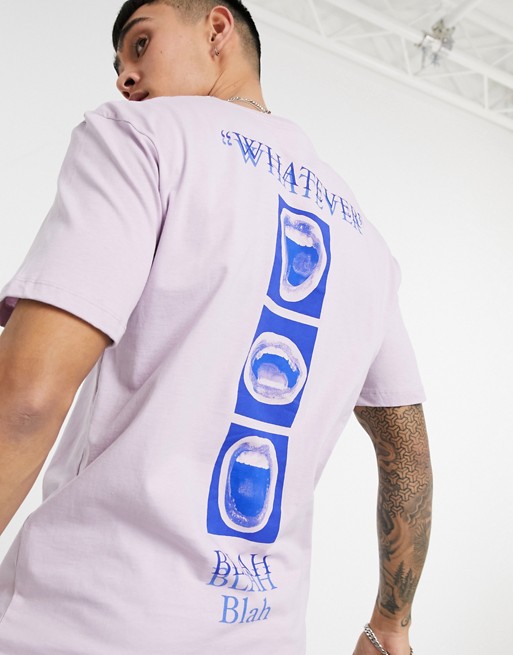 Jack & Jones Originals oversize t-shirt in with whatever back print in lilac