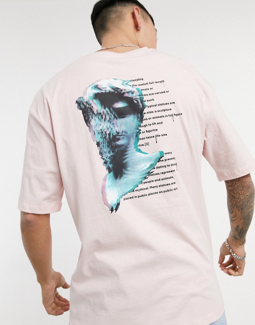 Jack & Jones Originals oversize t-shirt with blurred back print in pink