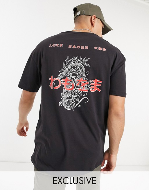 Jack & Jones Originals oversize t-shirt with dragon back print in black Exclusive at ASOS