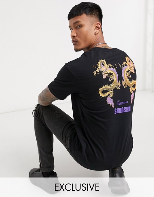 Jack & Jones Originals oversize t-shirt with Shanghai back print in black Exclusive at ASOS