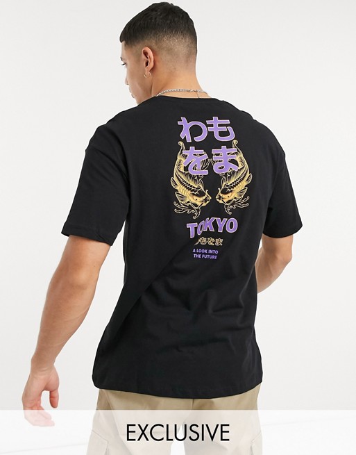 Jack & Jones Originals oversize t-shirt with Tokyo back print in black Exclusive at ASOS